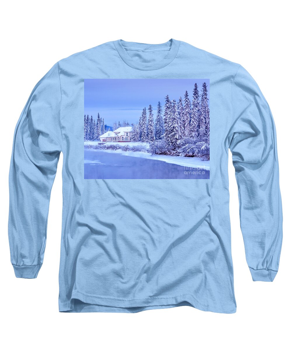 Alaska Long Sleeve T-Shirt featuring the photograph Winter Home on Alaska River by Gary Whitton