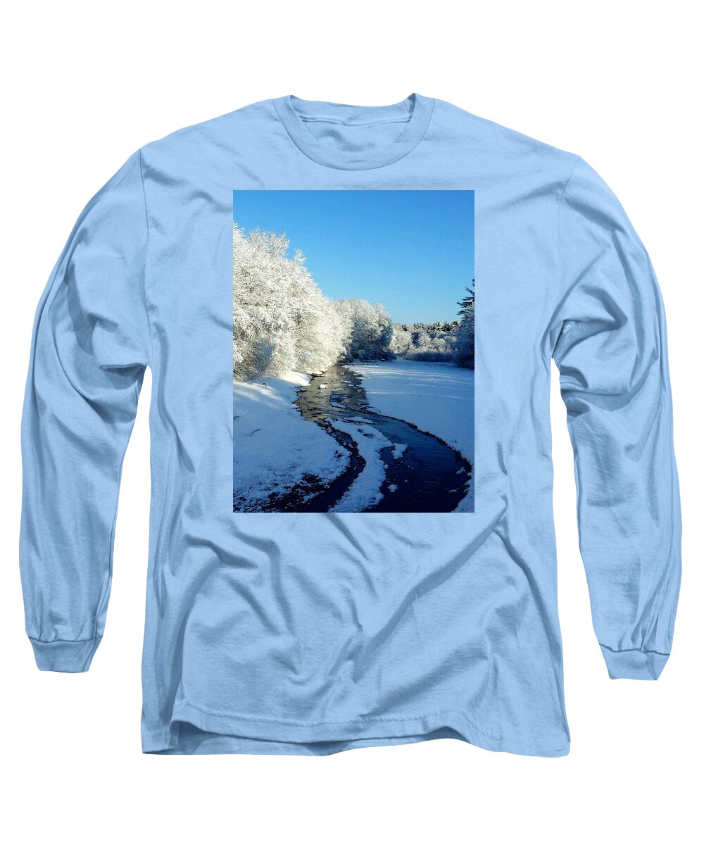Winter Long Sleeve T-Shirt featuring the photograph Winter Stream by Dani McEvoy