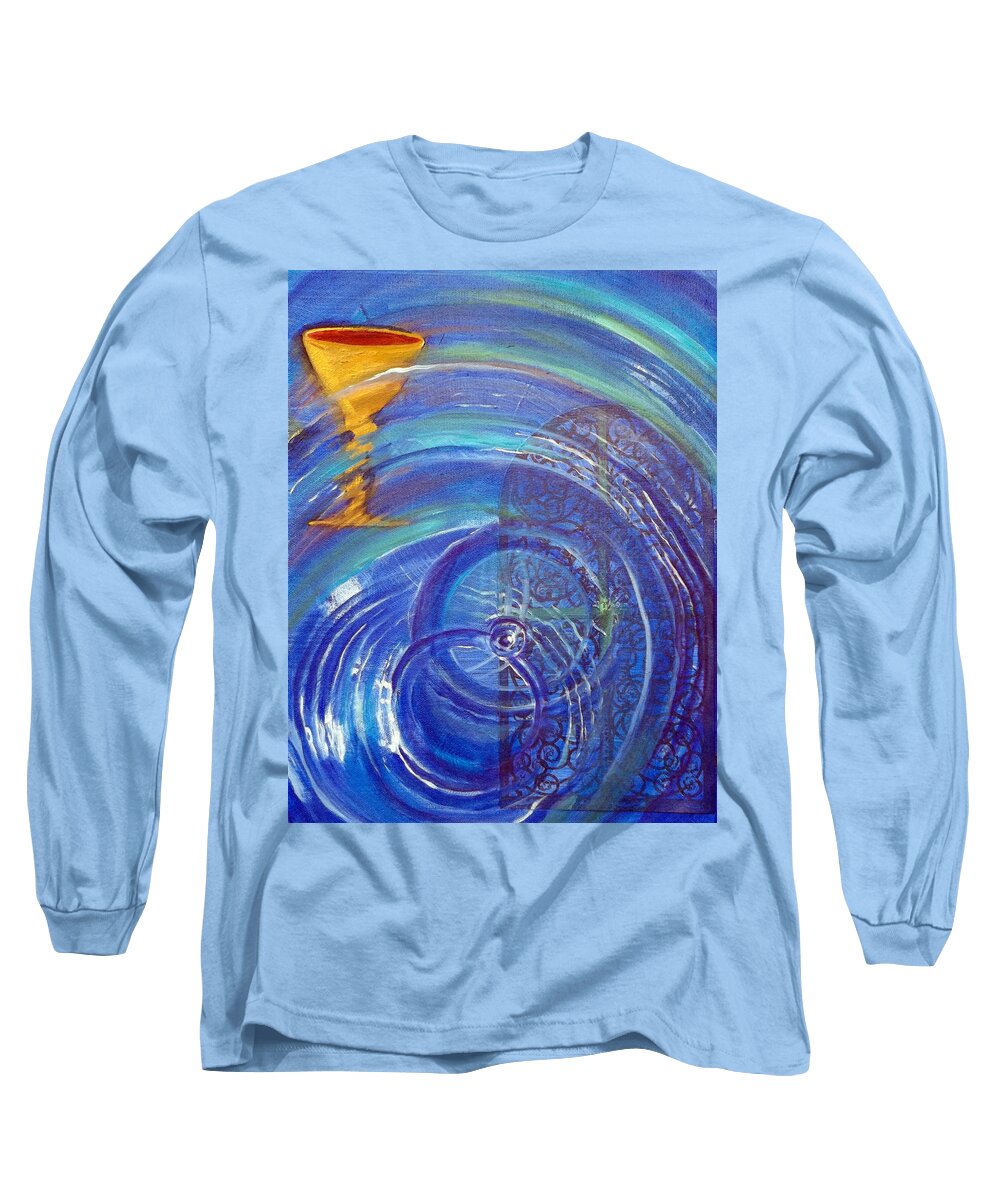 Cup Long Sleeve T-Shirt featuring the painting Yaweh El Shaddai Right Canvas detail by Anne Cameron Cutri