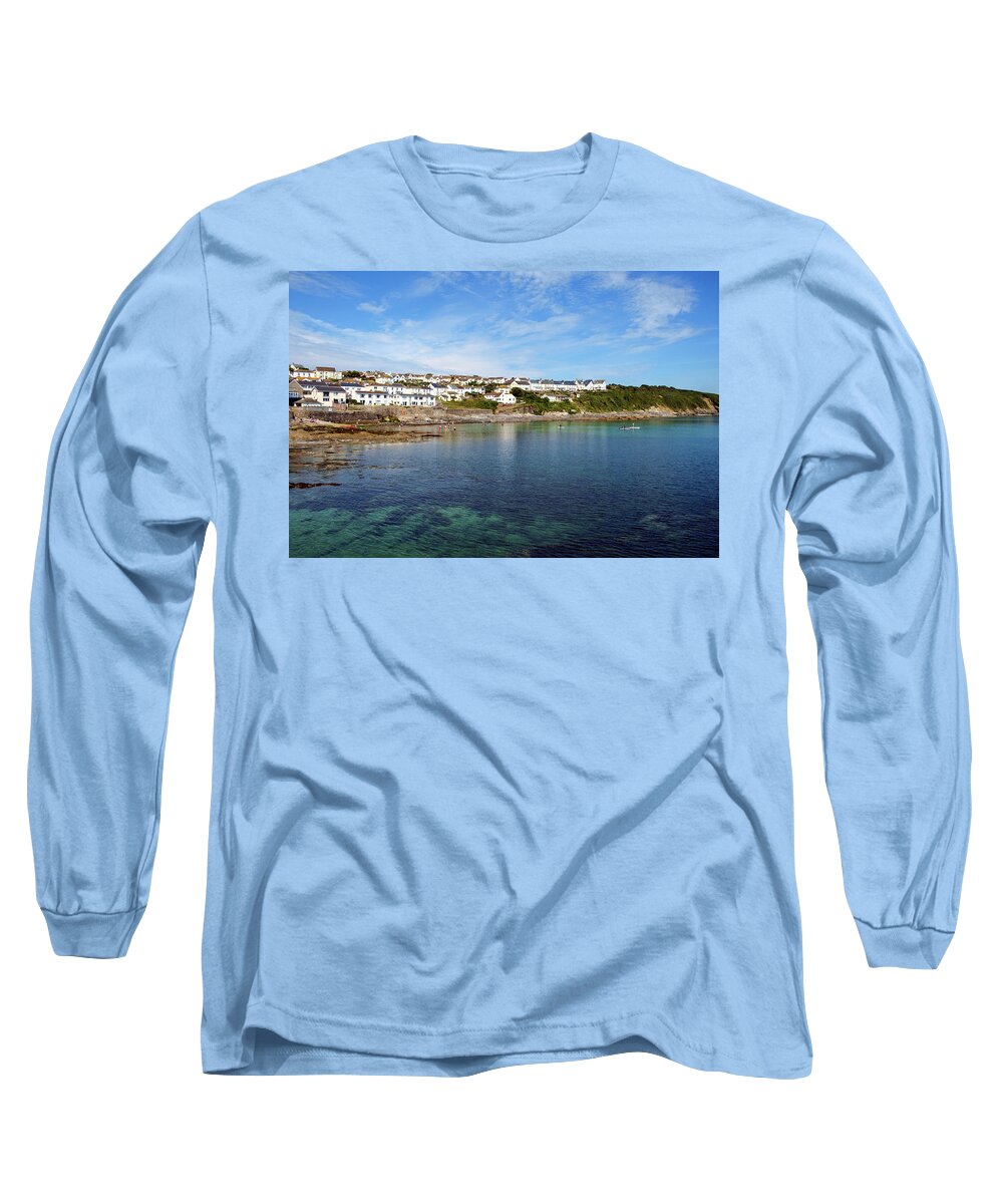 Bay Long Sleeve T-Shirt featuring the photograph Scenic Cornwall - Portscatho #4 by Seeables Visual Arts