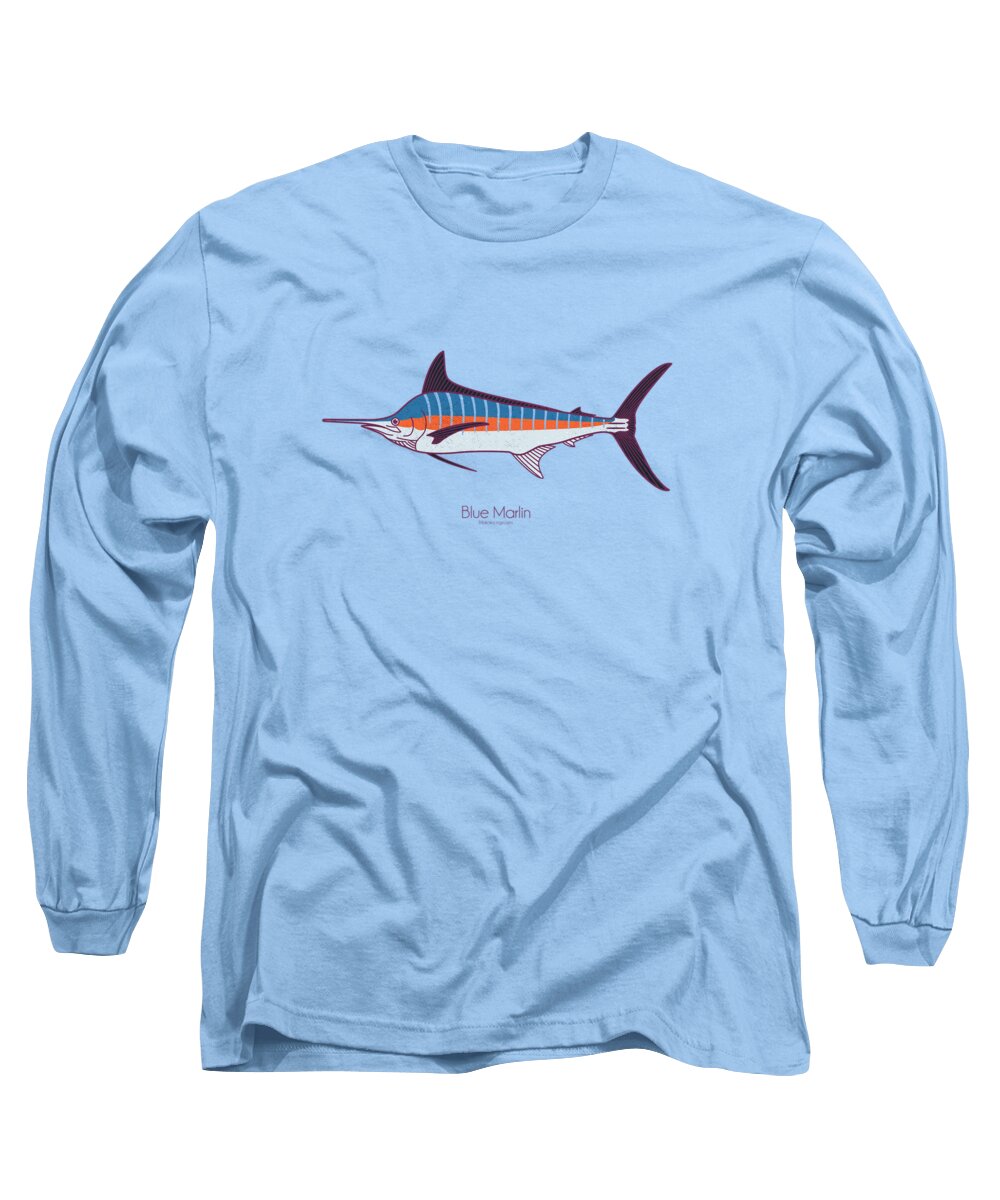 Blue Marlin Long Sleeve T-Shirt featuring the digital art Blue Marlin by Kevin Putman