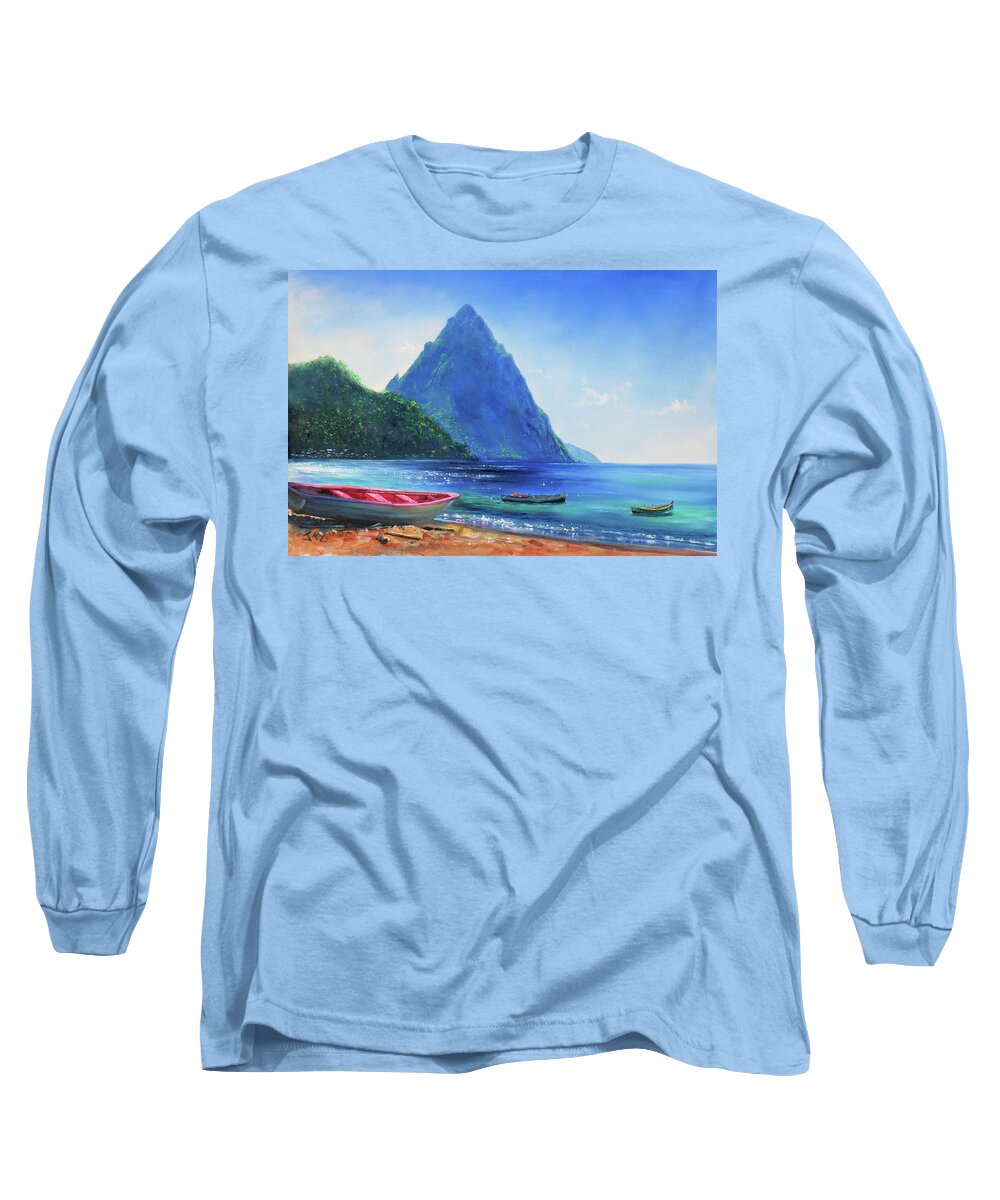 Caribbean Art Long Sleeve T-Shirt featuring the painting Blue Piton by Jonathan Gladding
