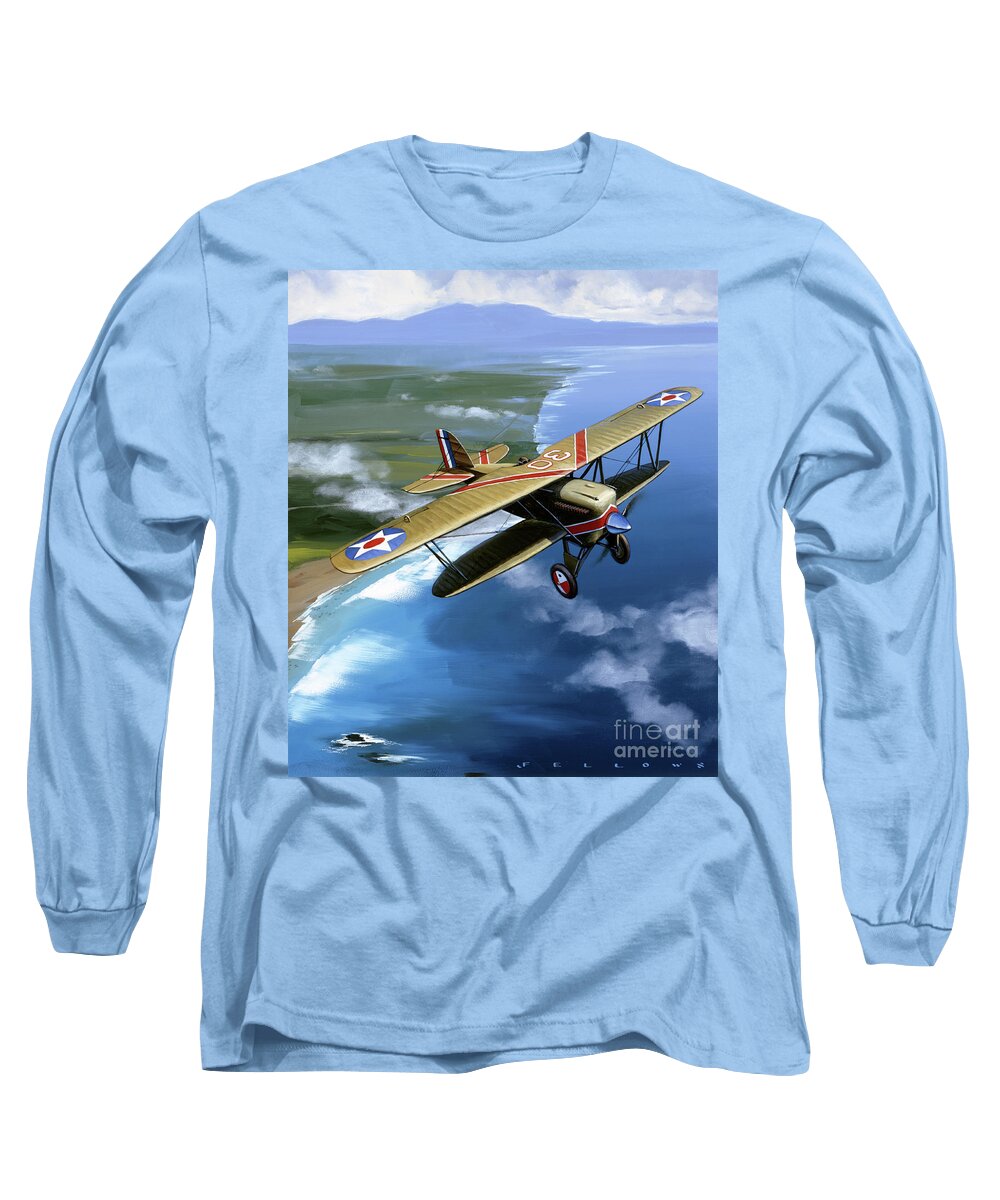Military Aircraft Long Sleeve T-Shirt featuring the painting Boeing PW-9/FB by Jack Fellows