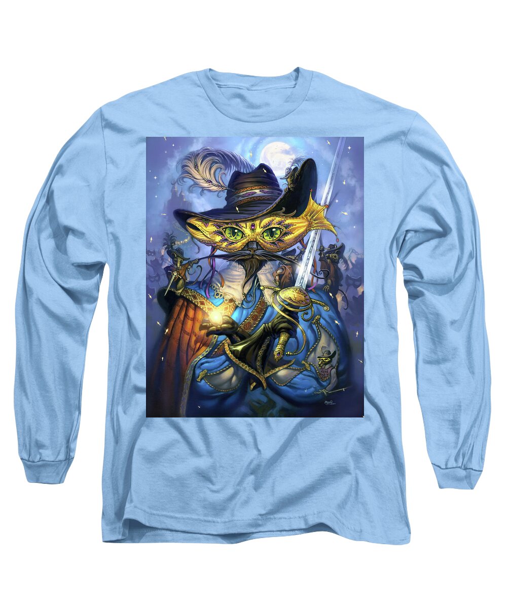 Jeff Haynie Long Sleeve T-Shirt featuring the painting Cavalier Cat by Jeff Haynie