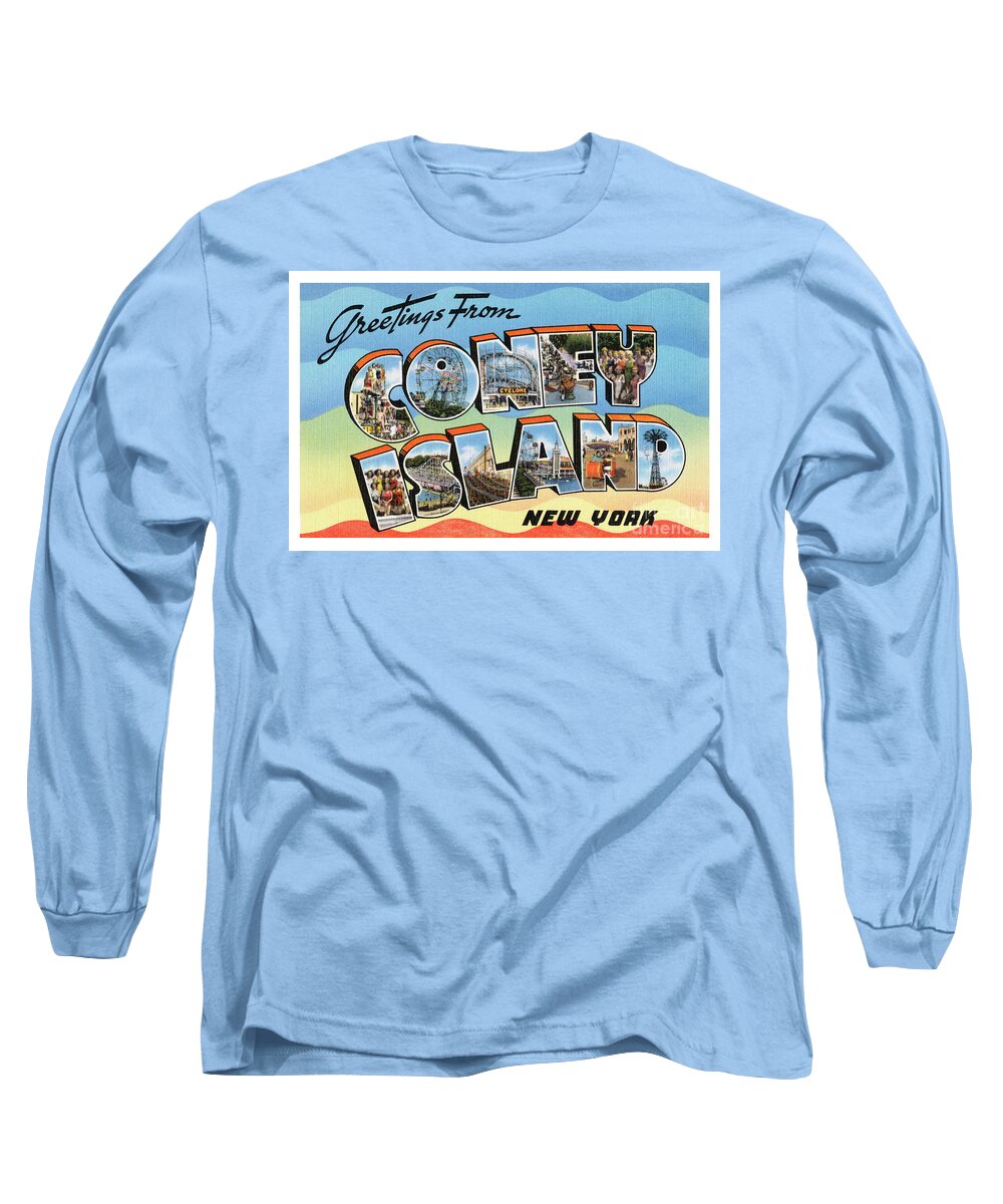 Coney Island Long Sleeve T-Shirt featuring the photograph Coney Island Greetings - Version 2 by Mark Miller