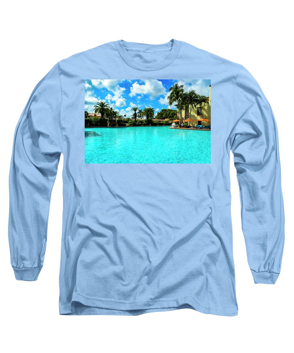 Architecture Long Sleeve T-Shirt featuring the photograph Biltmore Hotel Pool in Coral Gables Series 0087 by Carlos Diaz
