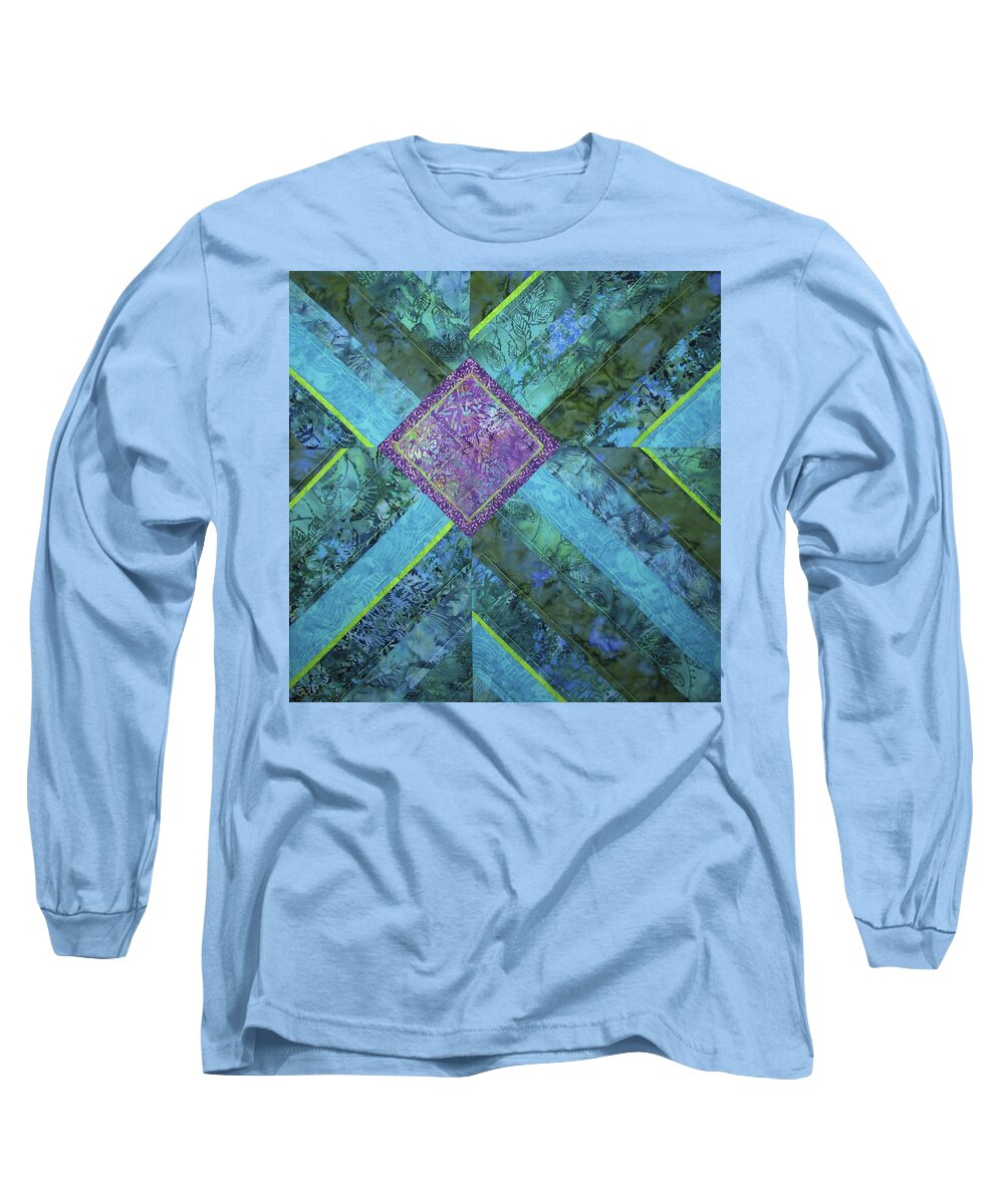 Art Quilt Long Sleeve T-Shirt featuring the tapestry - textile Depth by Pam Geisel