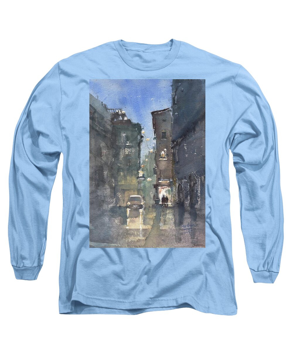 Tampa Long Sleeve T-Shirt featuring the painting Dusk Transit by Gaston McKenzie