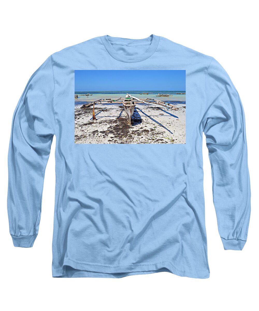 Indian Ocean Long Sleeve T-Shirt featuring the photograph Fisher Boat / Zanzibar by Thomas Schroeder