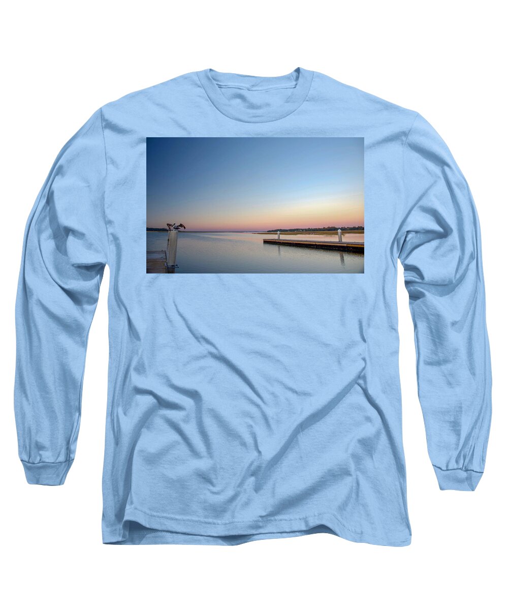Pelican Long Sleeve T-Shirt featuring the photograph Get Off My Dock by Dennis Schmidt