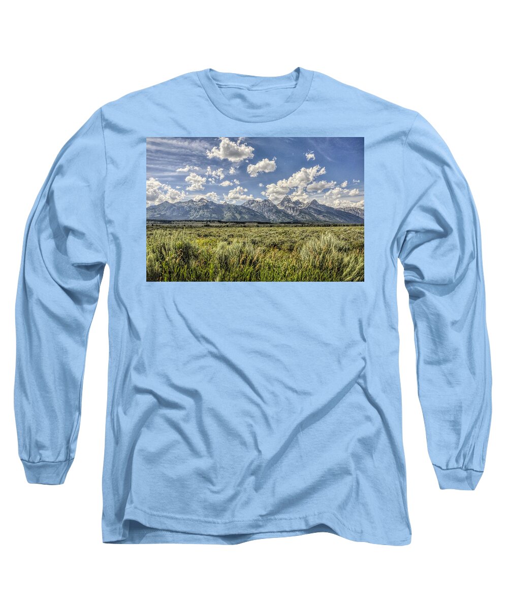 Grand Long Sleeve T-Shirt featuring the photograph Grand Teton and Wyoming Skies by Chance Kafka