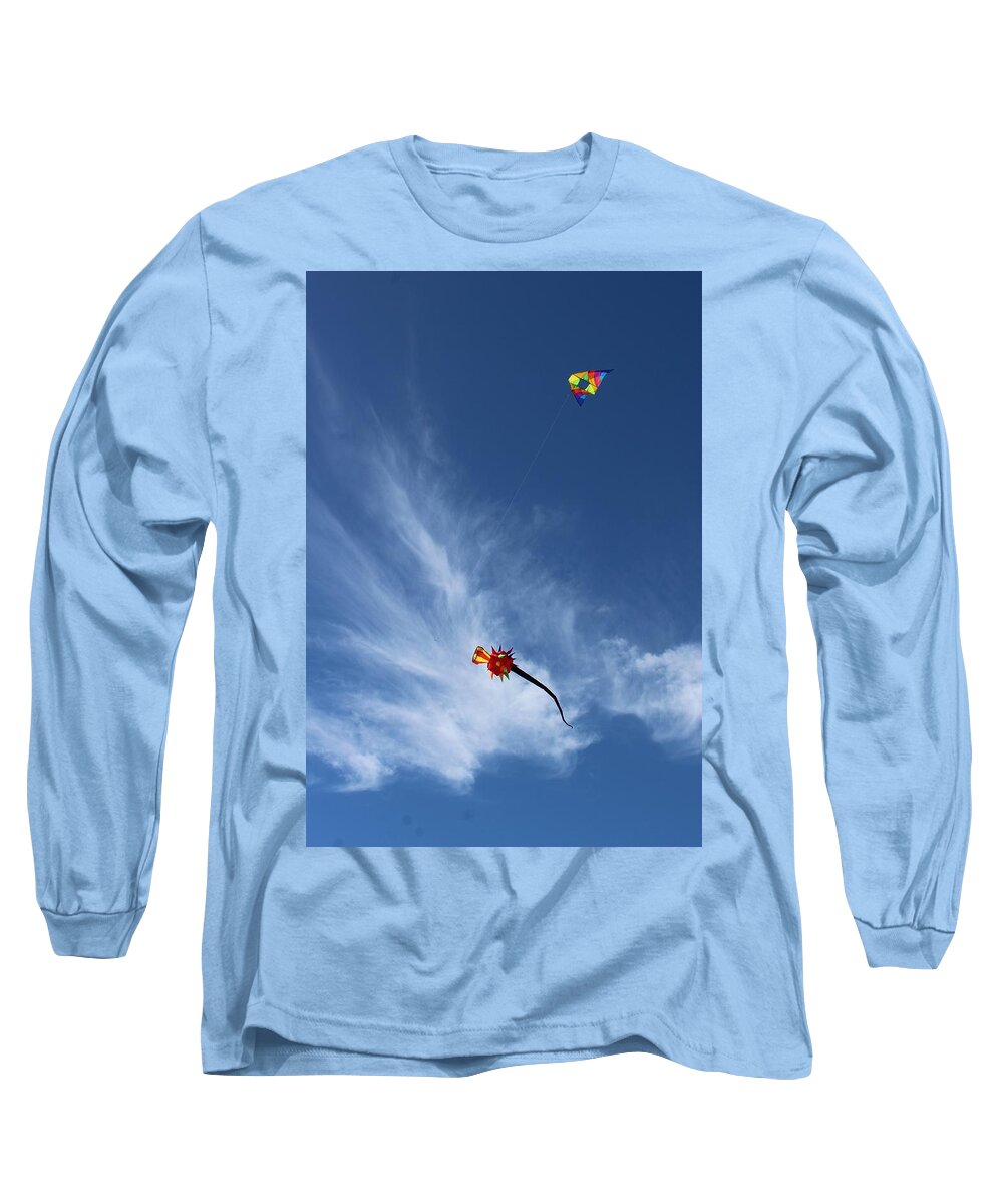 Kites Long Sleeve T-Shirt featuring the photograph Kites and Clouds by FD Graham