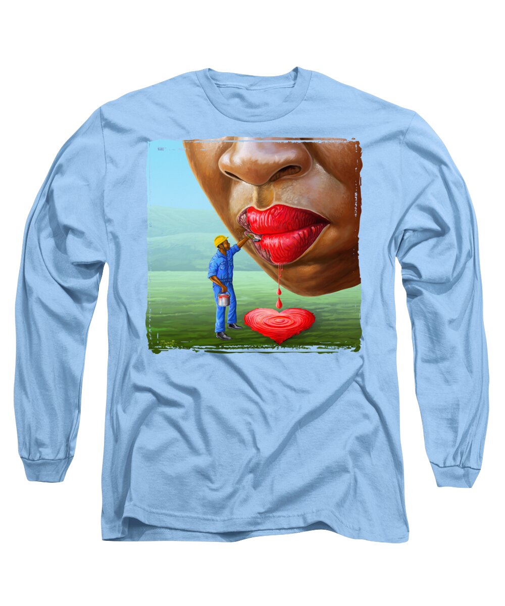 People Long Sleeve T-Shirt featuring the painting Labor of Love by Anthony Mwangi