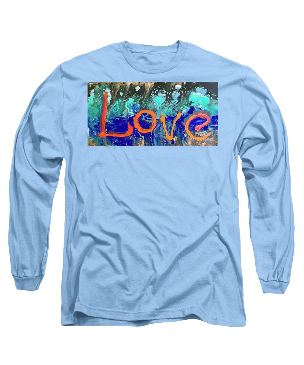 Love Long Sleeve T-Shirt featuring the painting Love the ocean by Monica Elena