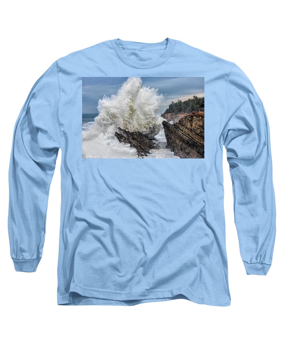 Monster Wave Long Sleeve T-Shirt featuring the photograph Monster Wave by Wes and Dotty Weber