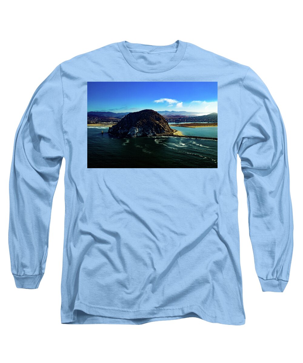 Steve Bunch Long Sleeve T-Shirt featuring the photograph Morro Bay Rock in the morning by Steve Bunch