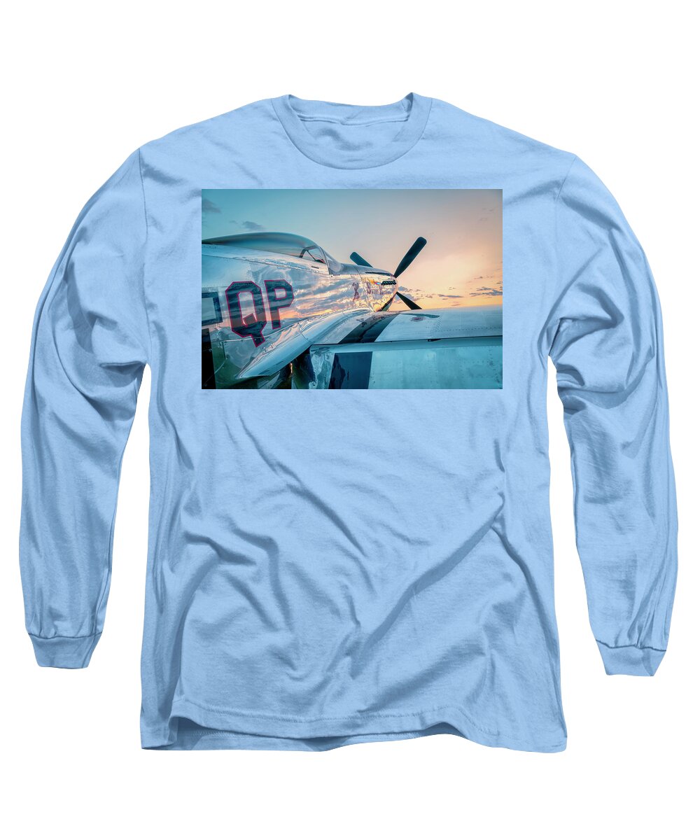 Fighter Long Sleeve T-Shirt featuring the photograph Mustang Profile by Laura Hedien