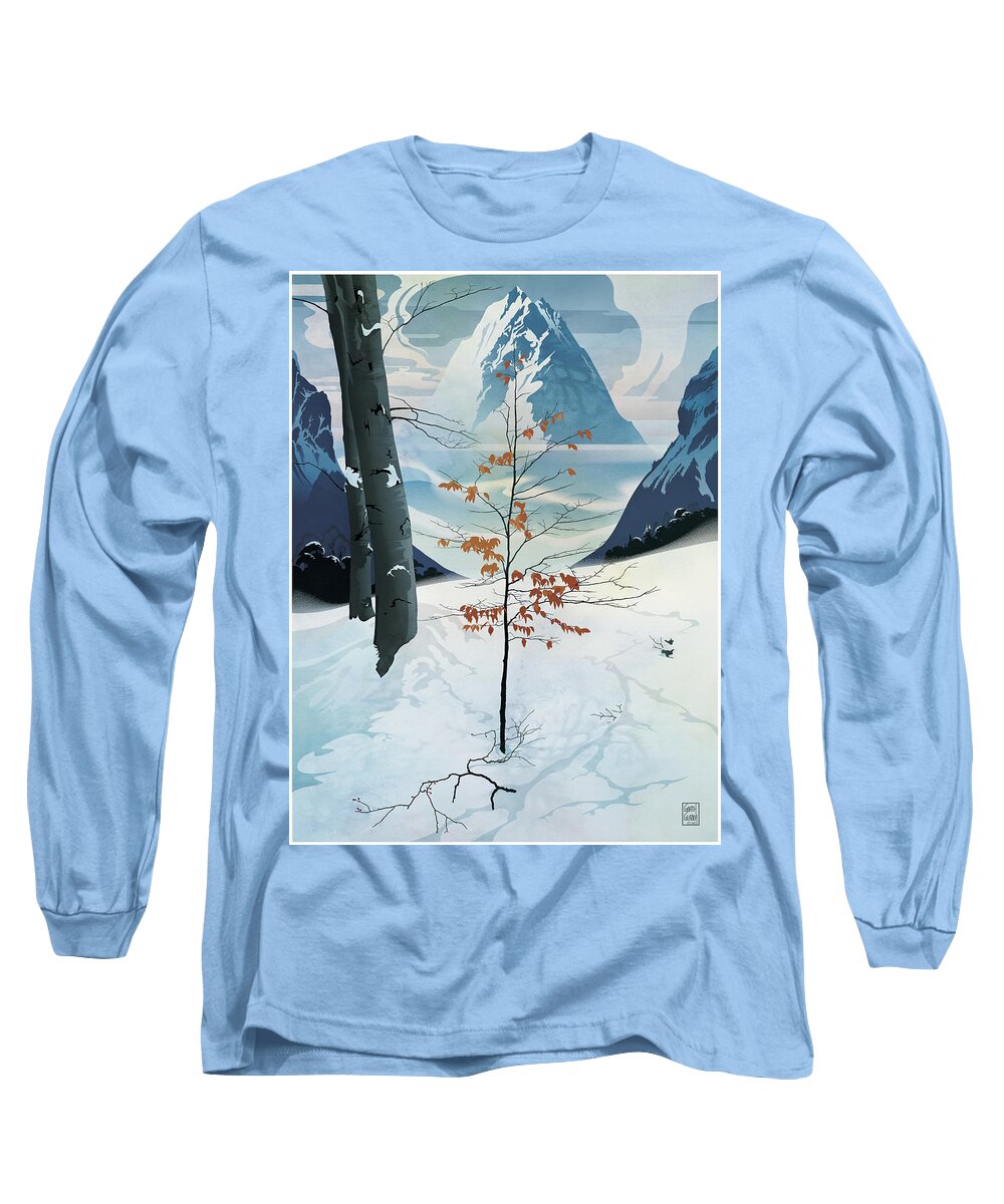 Mount Hood Long Sleeve T-Shirt featuring the digital art Mystic Mountain Christmas by Garth Glazier