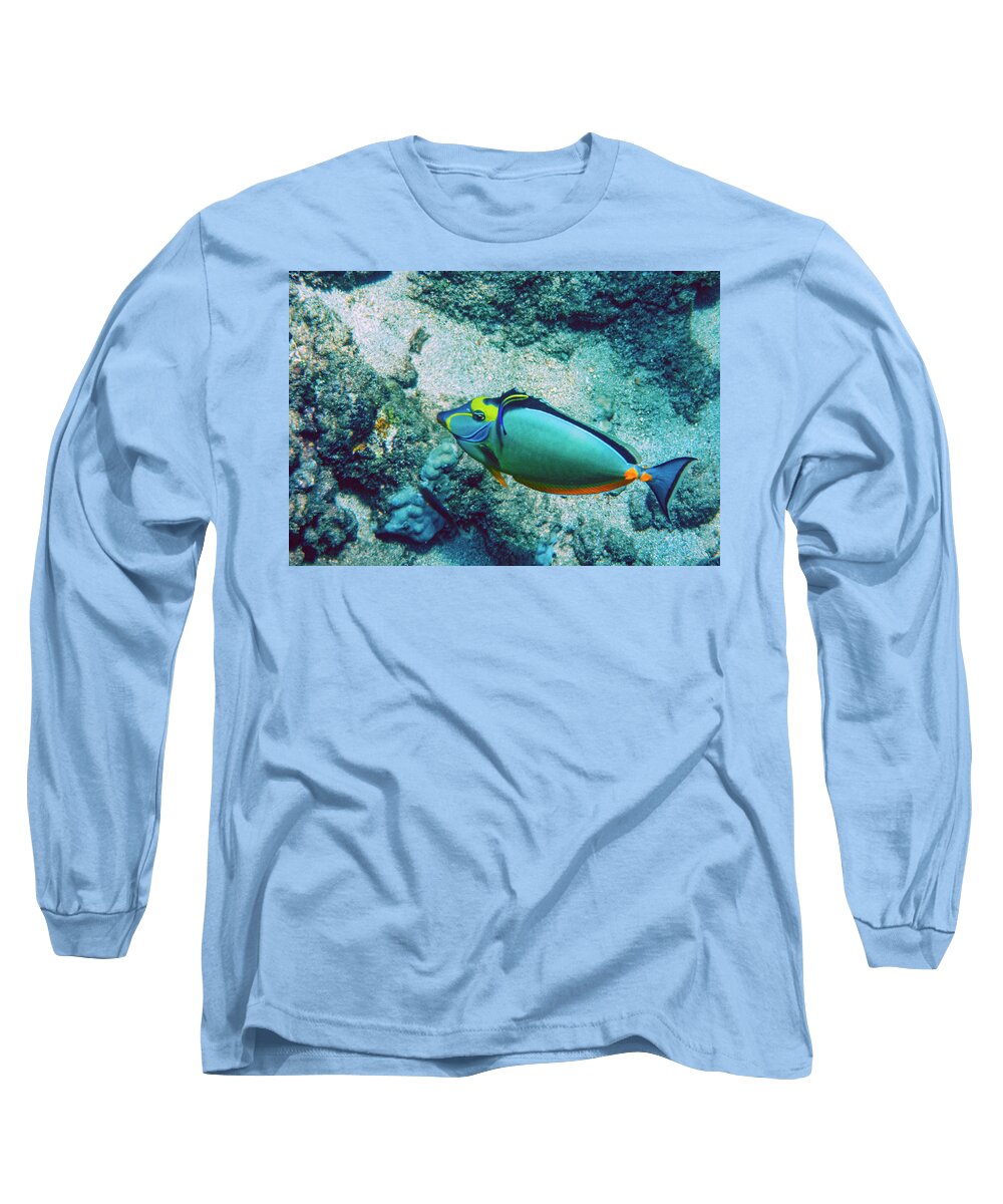 Tang Fish Long Sleeve T-Shirt featuring the photograph Naso Tang Cleaning by Anthony Jones