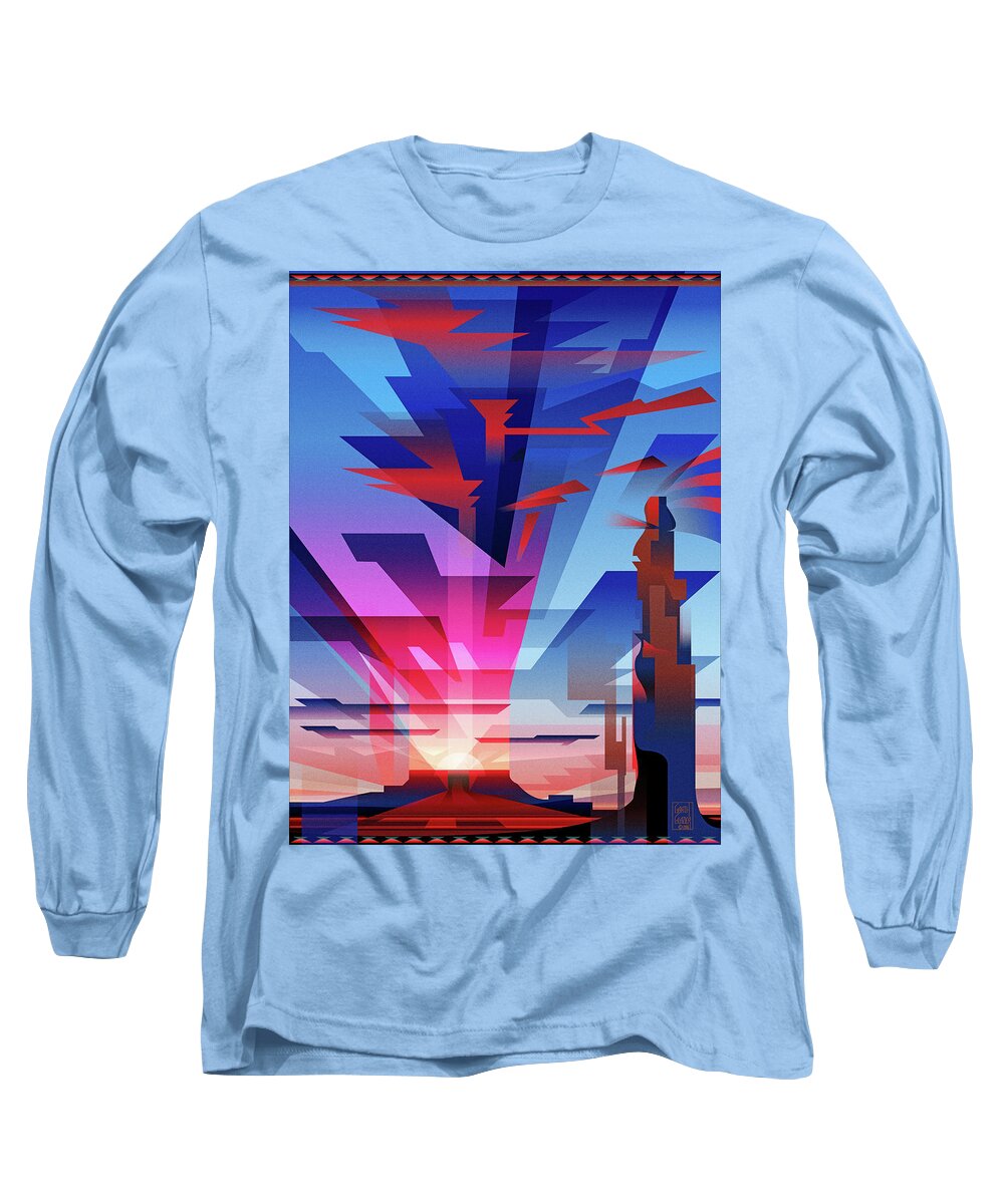 Navajo Sunset Long Sleeve T-Shirt featuring the digital art Navajo Sunset Arizona by Garth Glazier
