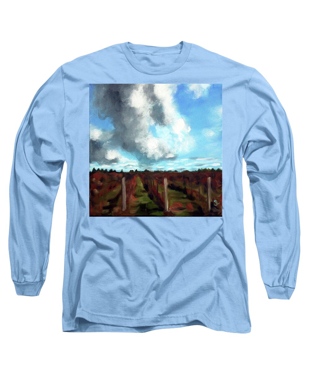 Landscape. Niagara Long Sleeve T-Shirt featuring the painting Niagara Sky #1 by Sarah Lynch