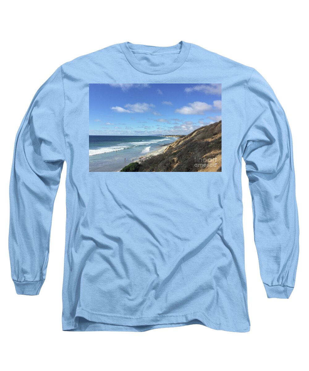 Ocean Long Sleeve T-Shirt featuring the digital art Ocean Surf In Carlsbad, California by Kirt Tisdale