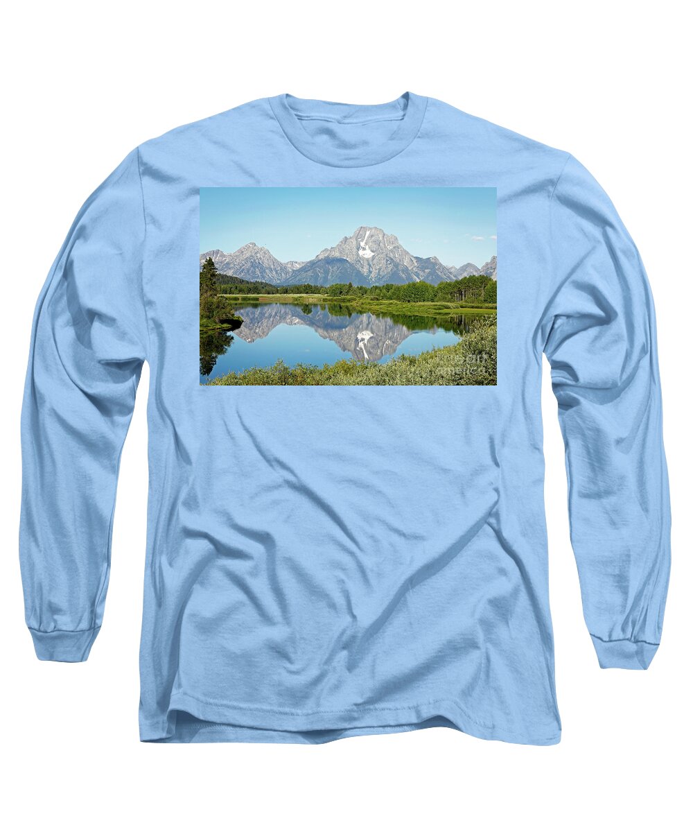 Oxbow Bend Long Sleeve T-Shirt featuring the photograph Oxbow Bend Reflection by Stephen Schwiesow