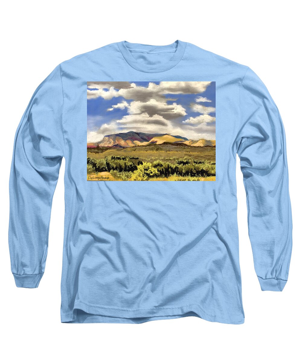 Pastel Long Sleeve T-Shirt featuring the pastel Pastel Desert by Gerry Delongchamp