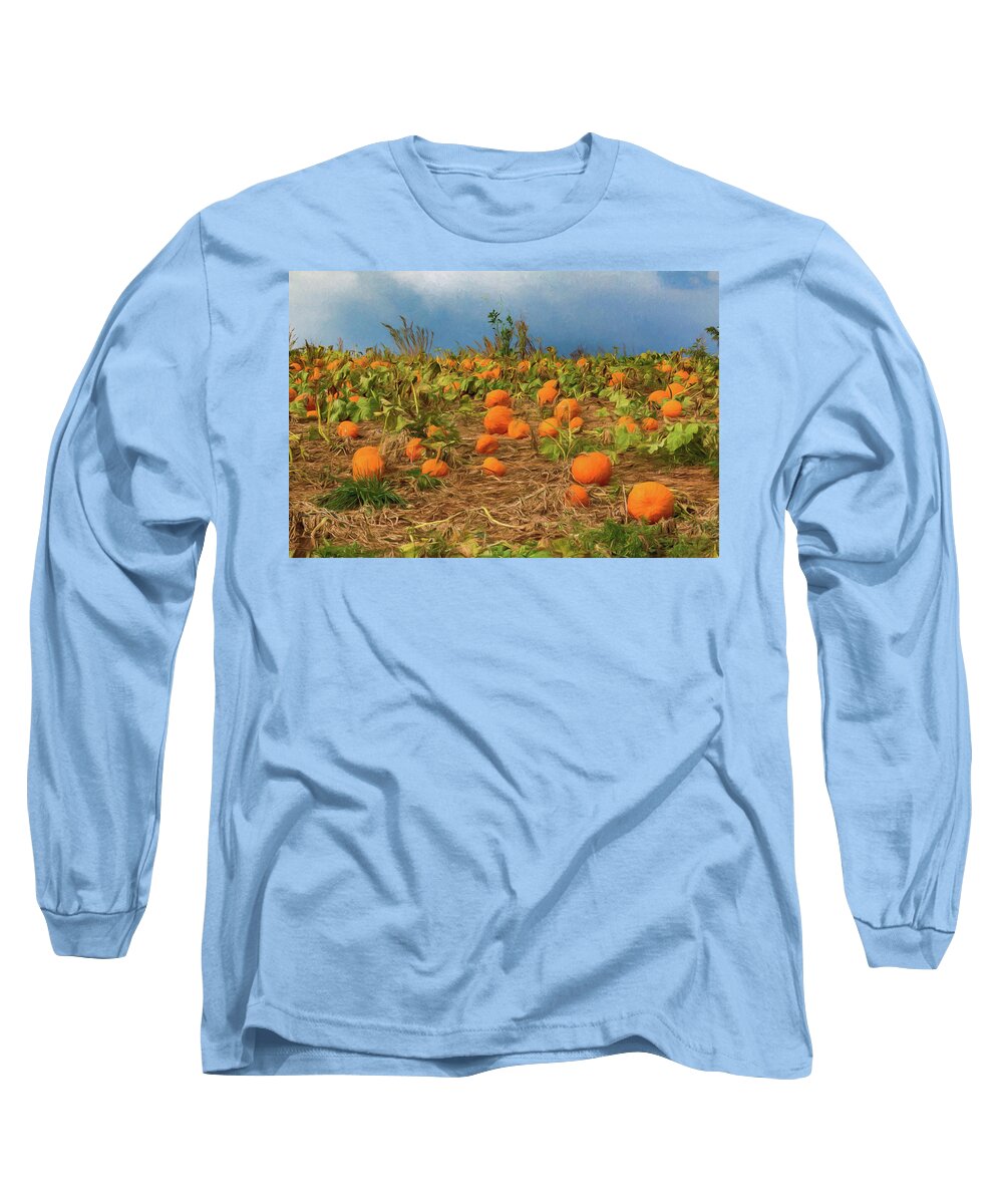 Fall Long Sleeve T-Shirt featuring the digital art Pumpkin Patch in Pennsylvania by Barry Wills