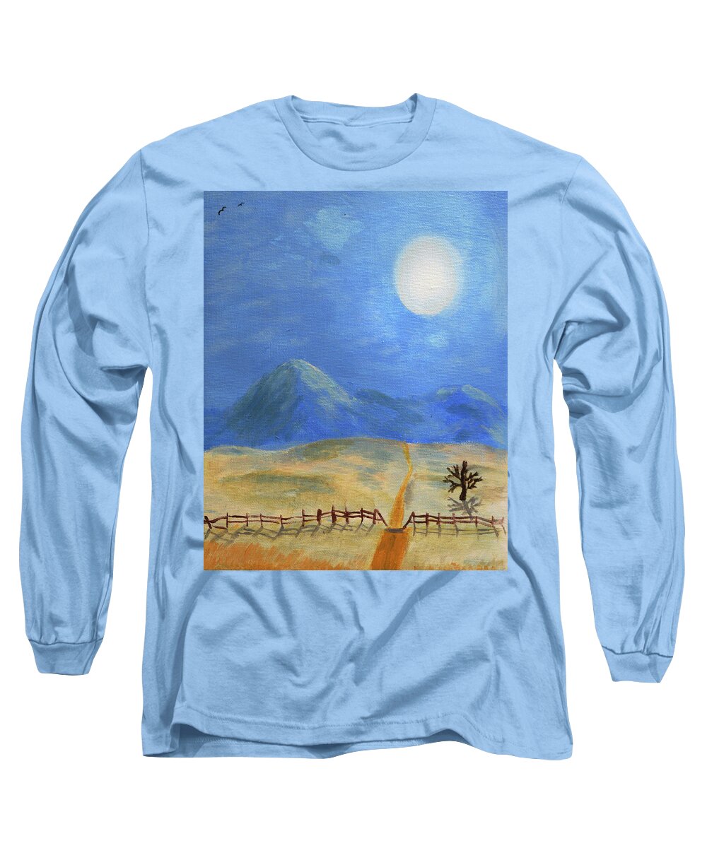 Ranch Long Sleeve T-Shirt featuring the painting Ranch Road of Wyoming by Chance Kafka