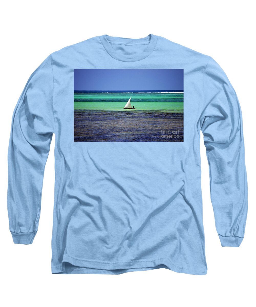 Sailboat Long Sleeve T-Shirt featuring the photograph Sailing at Zanzibar by Thomas Schroeder