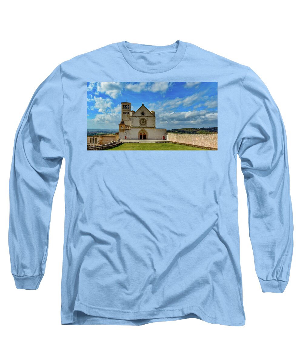Italy Long Sleeve T-Shirt featuring the photograph Basilica of Saint Francis of Assisi by Marcy Wielfaert