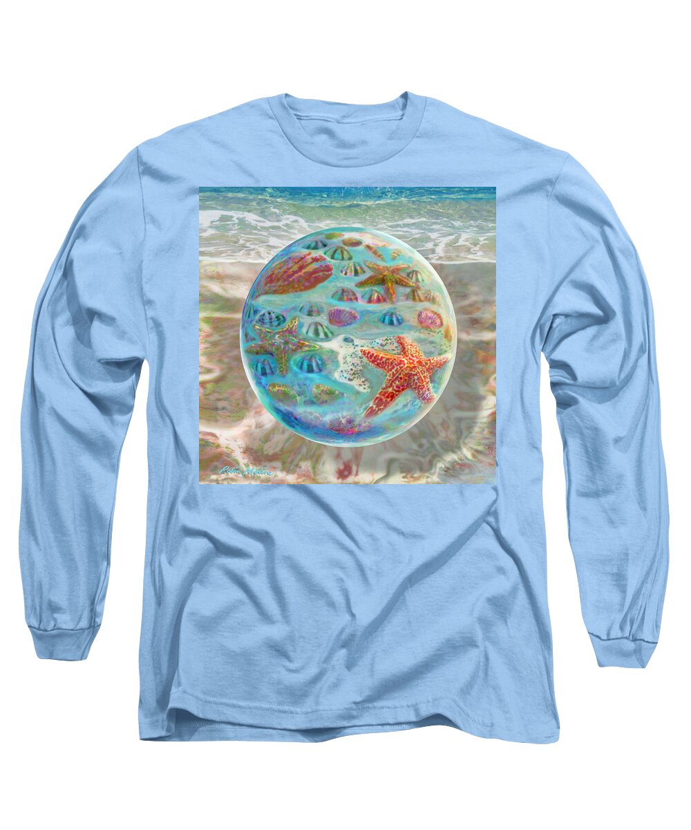 Sea Shells Long Sleeve T-Shirt featuring the digital art Sea of Shells by Robin Moline