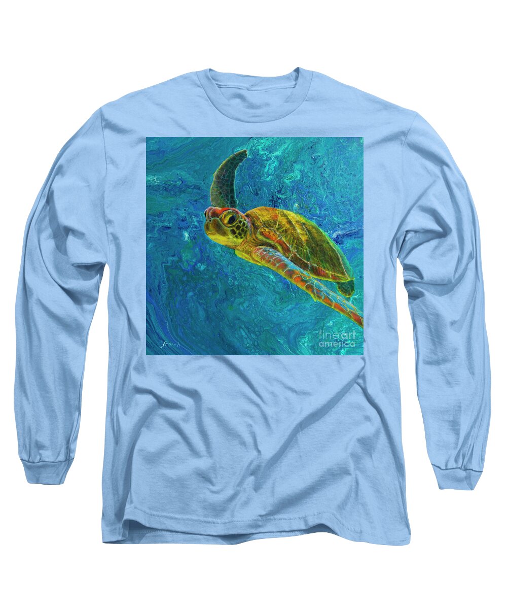 Painting Long Sleeve T-Shirt featuring the painting Sea Turtle by Jeanette French