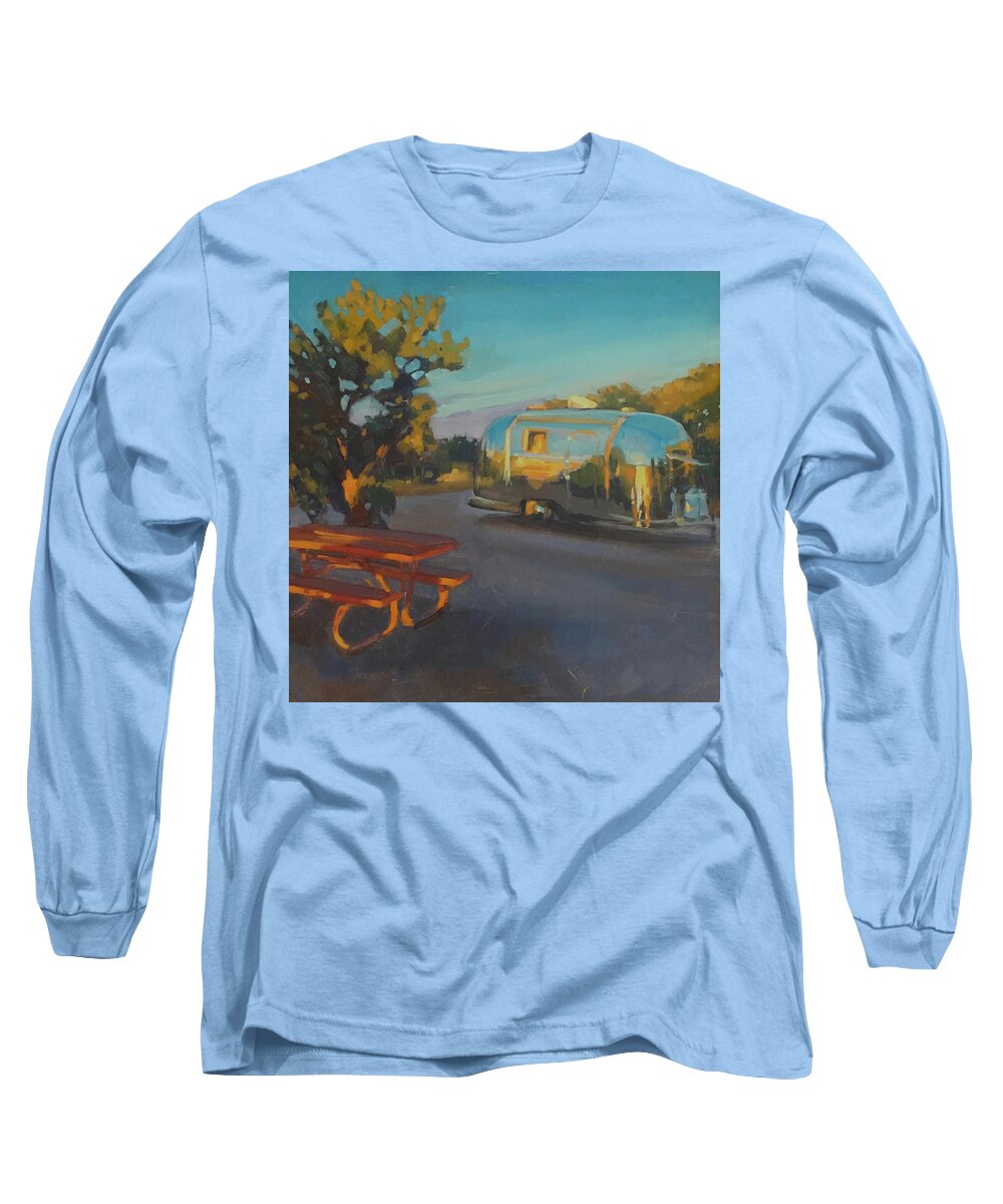 Airstream Long Sleeve T-Shirt featuring the painting Sunrise in Navajo Monument by Elizabeth Jose