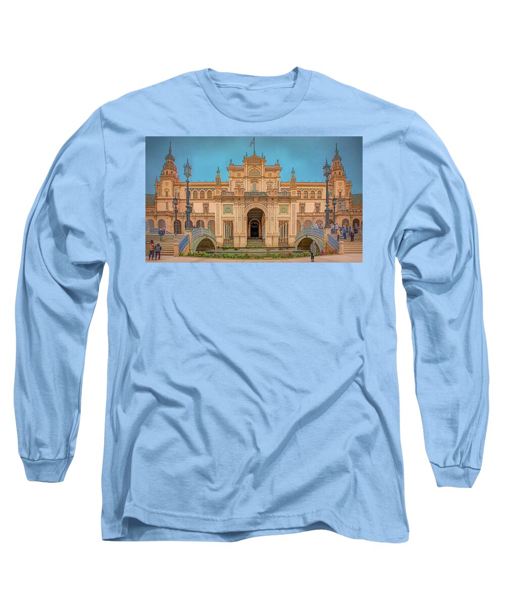 Plaza De Espana Long Sleeve T-Shirt featuring the photograph Symmetry in Seville by Marcy Wielfaert