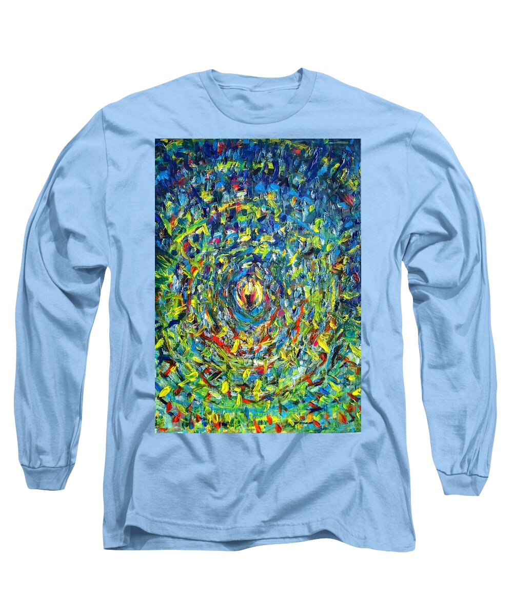 Abstract Long Sleeve T-Shirt featuring the painting The egg of the beginning by Chiara Magni
