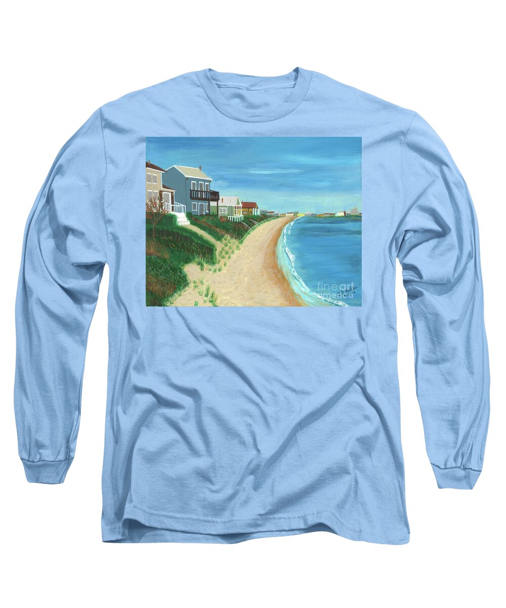 Ocean Long Sleeve T-Shirt featuring the painting View of 17th Bay at Ocean View by Elizabeth Mauldin