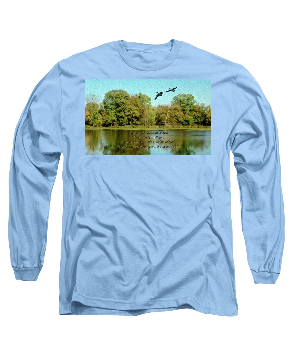 Water Long Sleeve T-Shirt featuring the digital art Water and the Spirit by Sandra J's