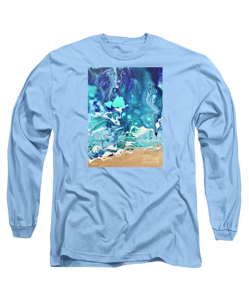 Ocean Long Sleeve T-Shirt featuring the painting Well kept memories by Monica Elena