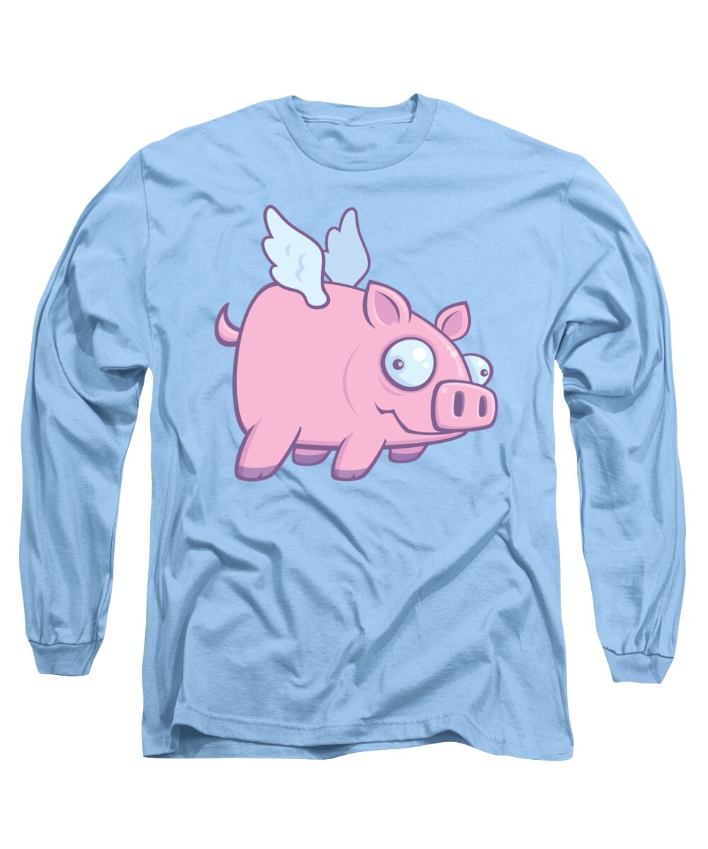 Animal Long Sleeve T-Shirt featuring the digital art When Pigs Fly by John Schwegel