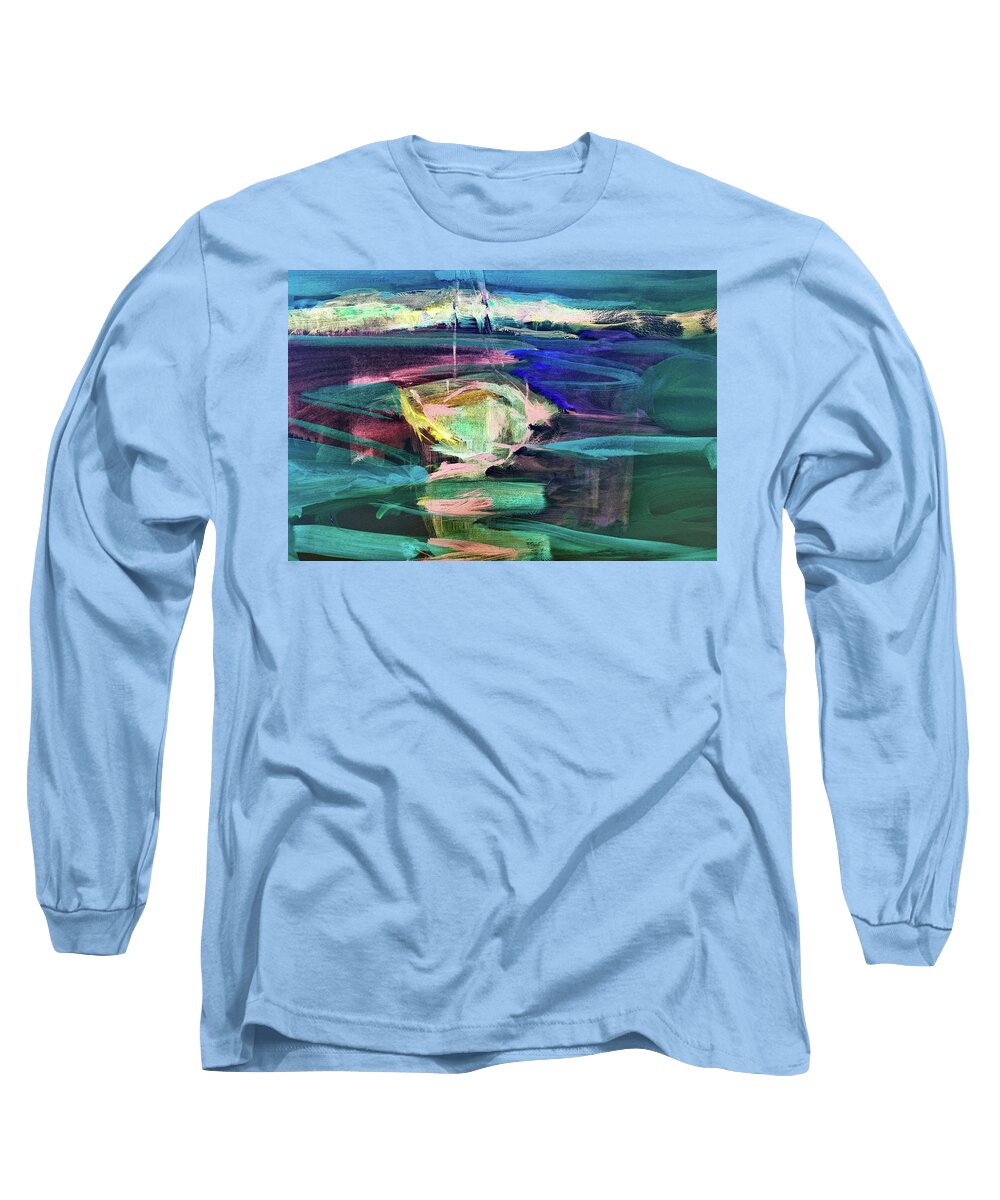 Abstract Long Sleeve T-Shirt featuring the painting A Fluent Sea #1 by Linette Childs