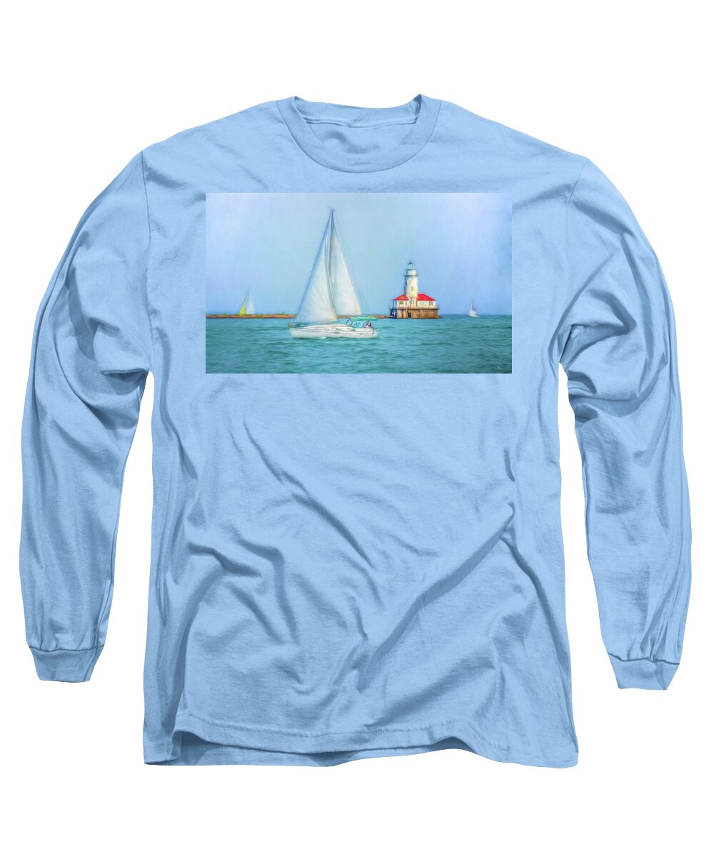 Sail Boats Long Sleeve T-Shirt featuring the photograph Passing The Lighthouse by Kevin Lane