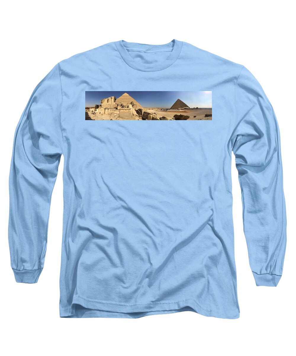 Giza Long Sleeve T-Shirt featuring the photograph Great Pyramids #3 by Trevor Grassi