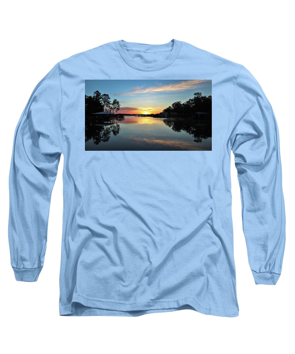 Lake Long Sleeve T-Shirt featuring the photograph A Sky Feather Sunrise by Ed Williams