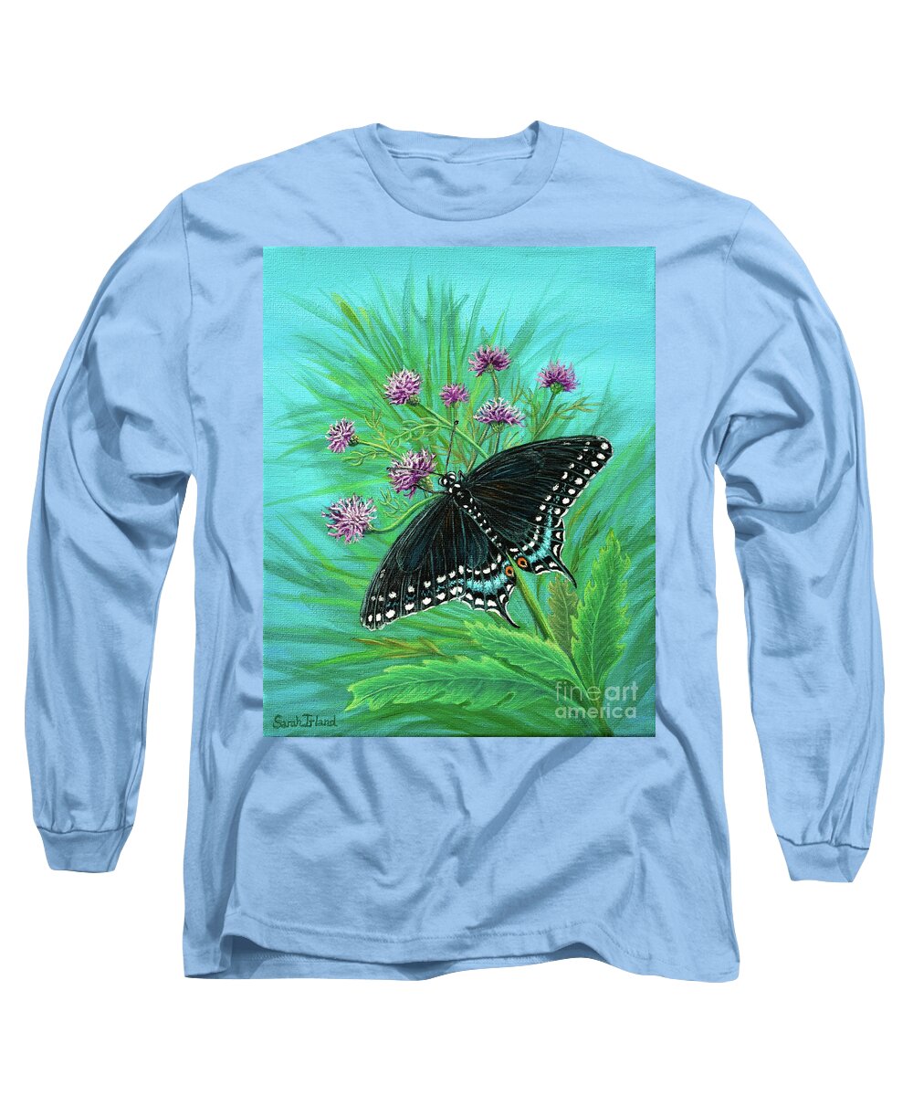 Swallowtail Long Sleeve T-Shirt featuring the painting A Swallowtail for Deanna by Sarah Irland