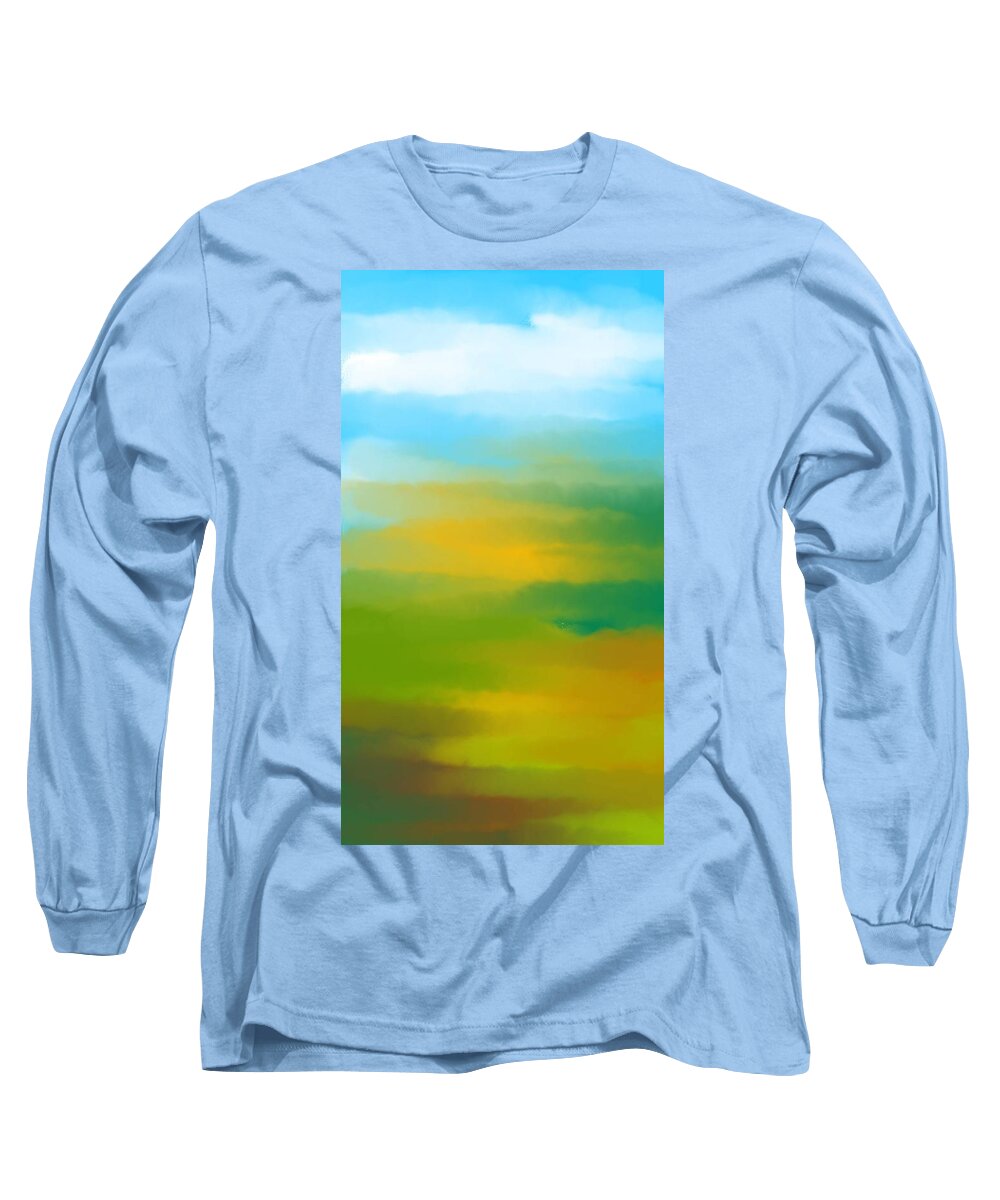 Abstract Long Sleeve T-Shirt featuring the digital art Abstract landscape 002 by Faa shie
