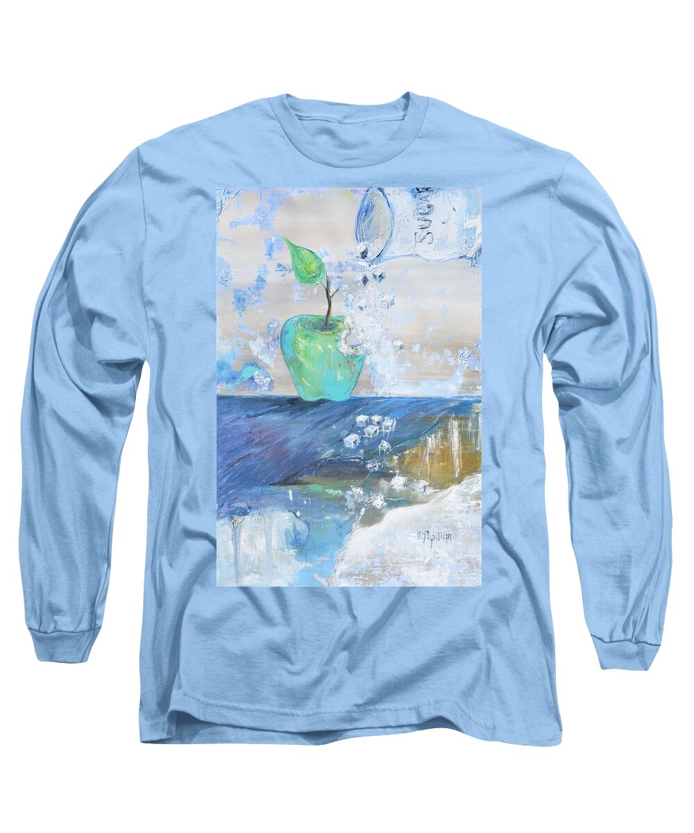 Apple Long Sleeve T-Shirt featuring the painting Added Sugar by Evelina Popilian