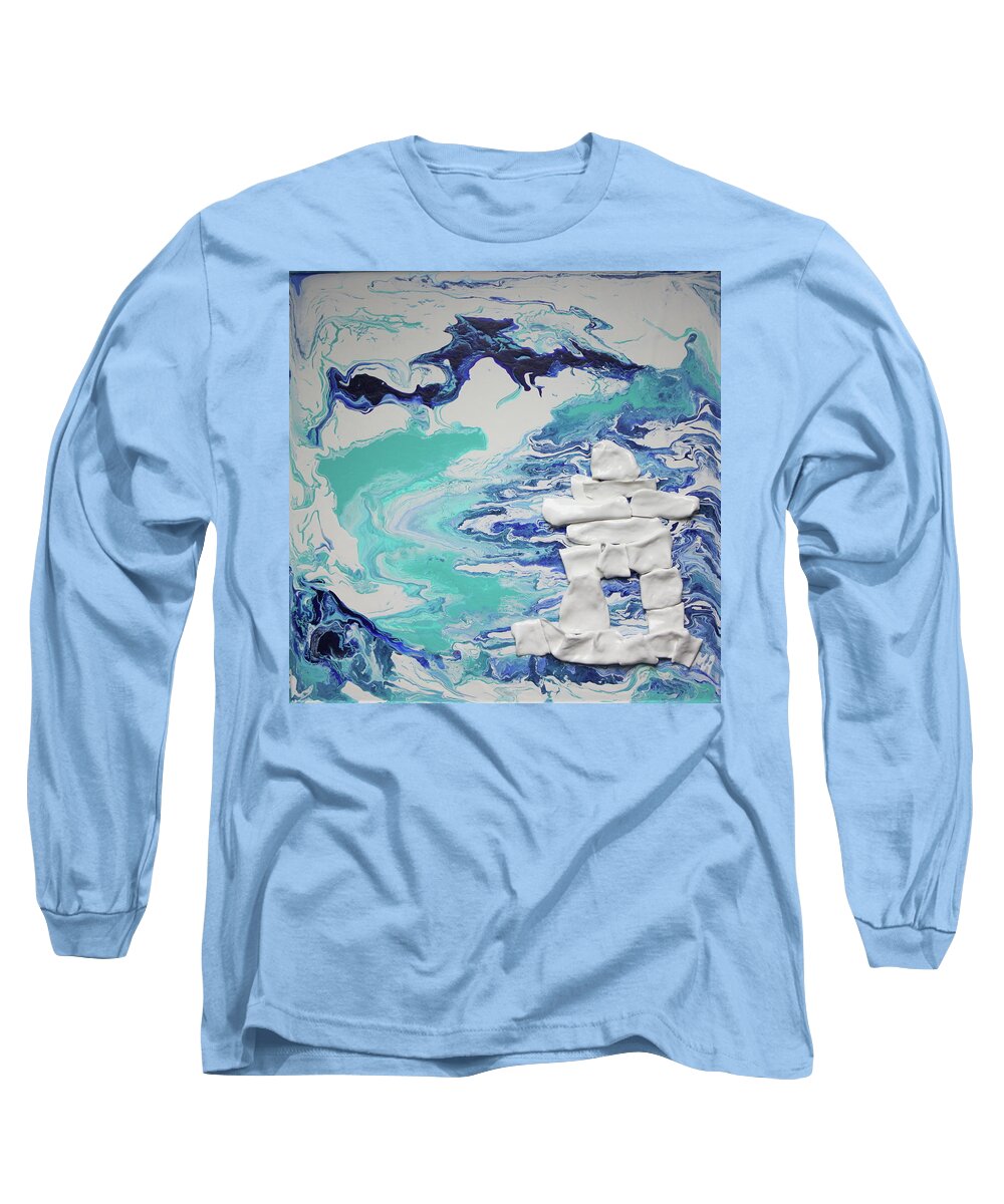 Blue Long Sleeve T-Shirt featuring the painting Aerial North by Madeleine Arnett