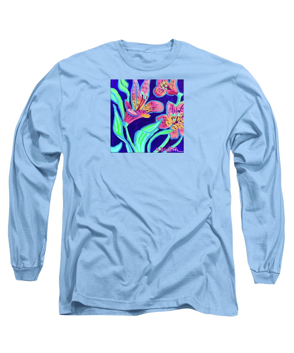 Flowers Long Sleeve T-Shirt featuring the painting Alstroemerias by Debra Bretton Robinson
